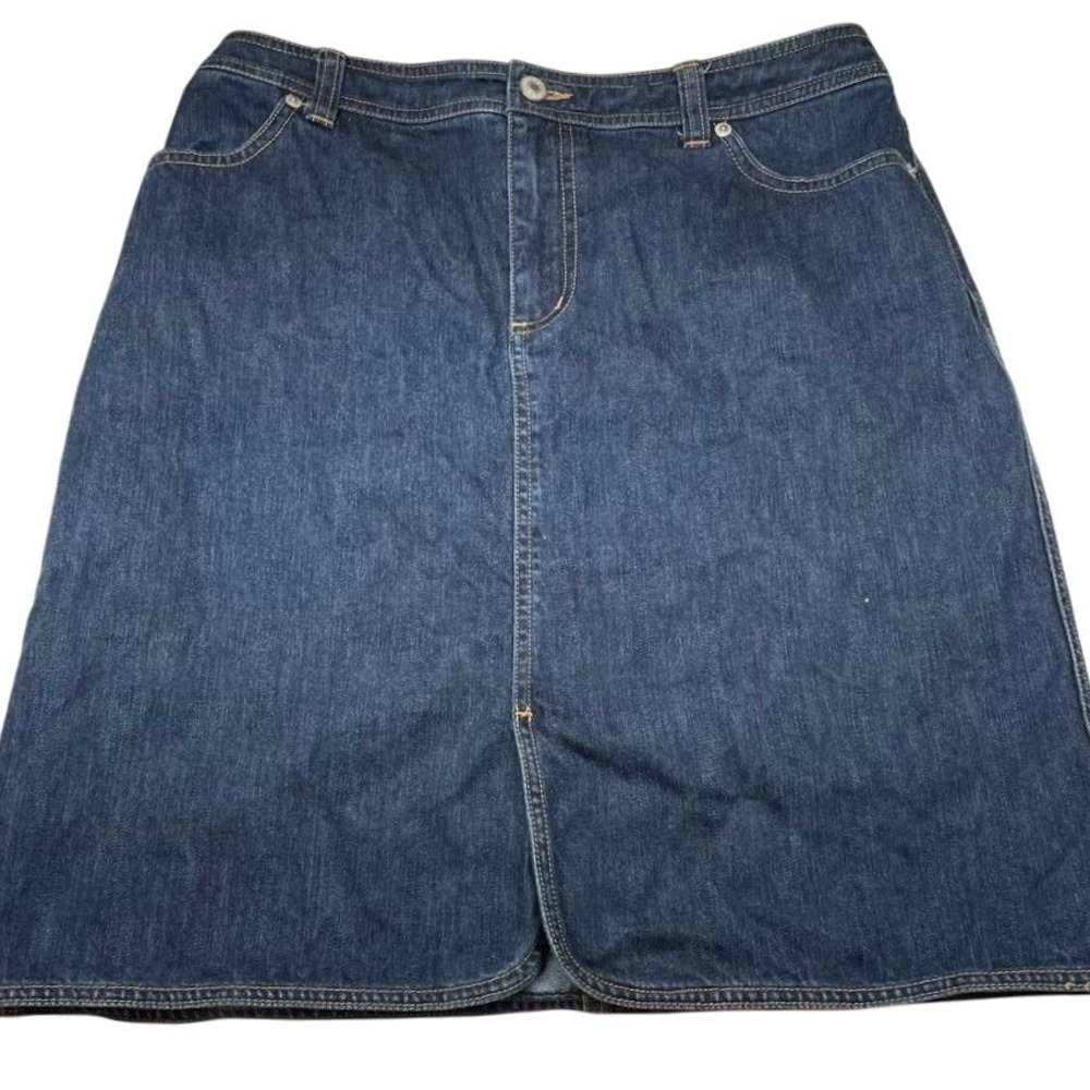 LAND'S END Denim A-Line Skirt Blue Size 10 Knee Length